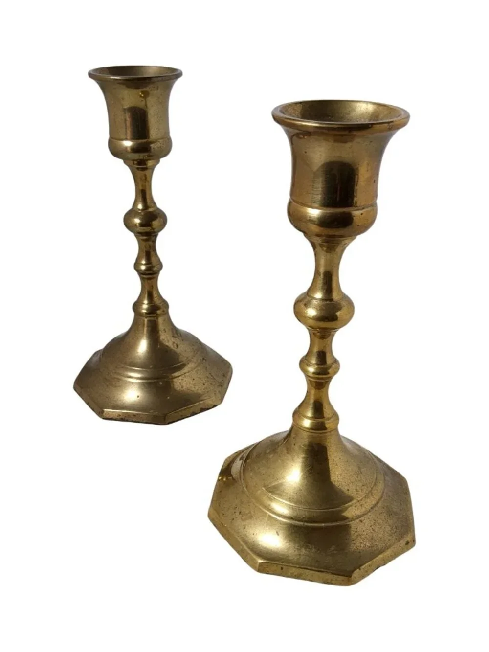 Pair Of 2 Vintage Solid Brass Taper Candlestick Holders Made In India